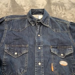 Men's Rasco FR Pearl Snap Denim FRC Shirt Size Large